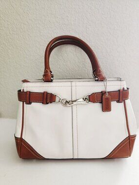 Coach Hampton Y2k Off White Leather Satchel Tote Bag